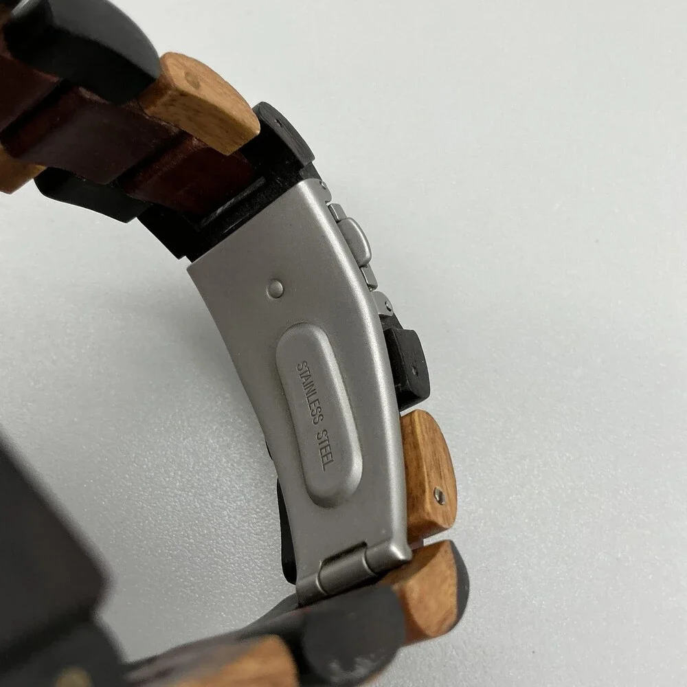Tense Wooden Collection Mens Watch 35mm Beige Dial Wood Bracelet Date 6.75